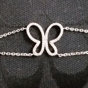 Silver and Diamond Butterfly Bracelet